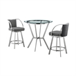 Armen Living Naomi and Livingston 3PC Stainless Steel Dining Set in Gray/Silver