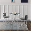 Armen Living Naomi and Livingston 3PC Stainless Steel Dining Set in Gray/Silver