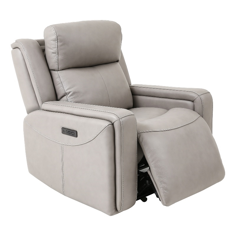 Armen Living Leather Power Headrest Lumbar Support Recliner Chair in Brown