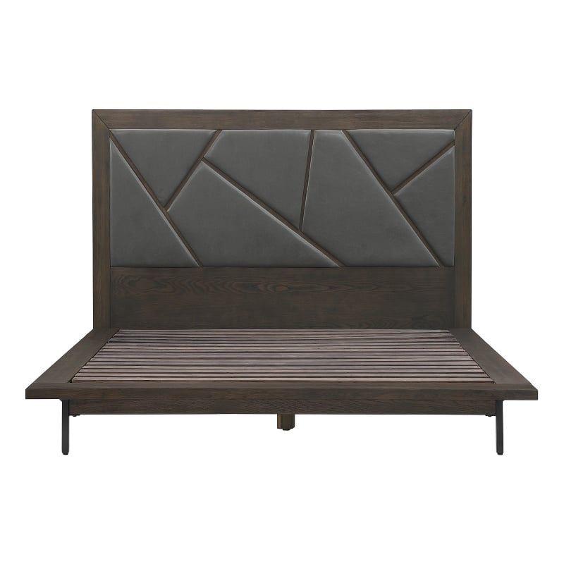 Armen Living Marquis Wood Queen Platform Bed with Headboard in Oak/Gray
