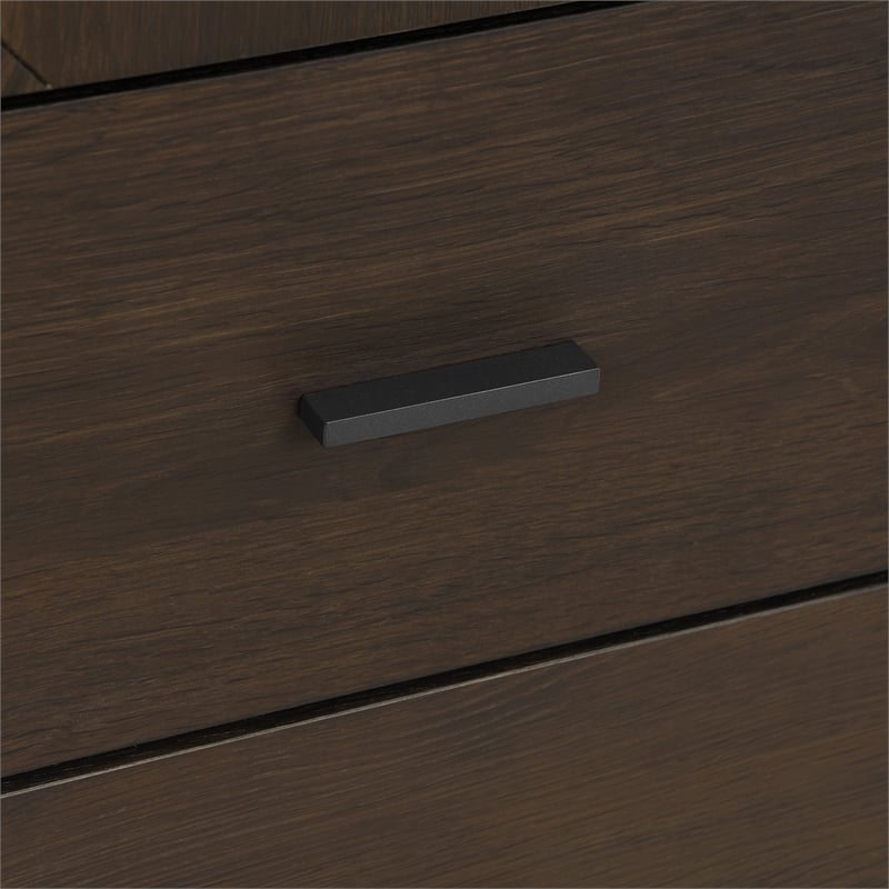 Armen Living Marquis 6-Drawer Oak Wood Dresser with Black Metal Legs in Gray