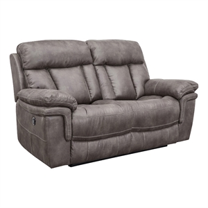 Armen Living Estelle Fabric Power Reclining Loveseat in Gunmetal