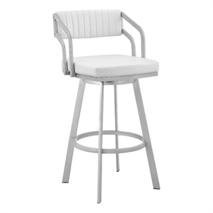 scranton 26 in swivel whiteand silver metal bar stool
