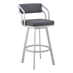 scranton 26 in swivel slate greyand silver metal bar stool