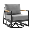 Armen Living Royal 3PC Outdoor Aluminum/Fabric Patio Swivel Set in Black/Gray