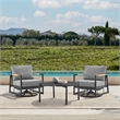 Armen Living Royal 3PC Outdoor Aluminum/Fabric Patio Swivel Set in Black/Gray