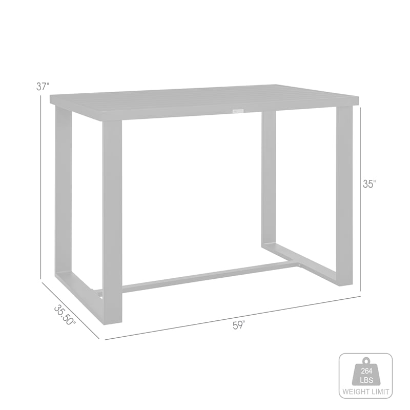 Armen Living Felicia Aluminum Outdoor Patio Counter Height Dining Table in Black
