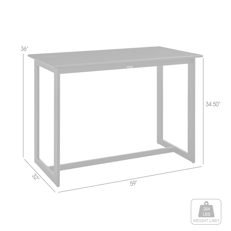 Armen Living Grand Aluminum Outdoor Patio Counter Height Dining Table in Black