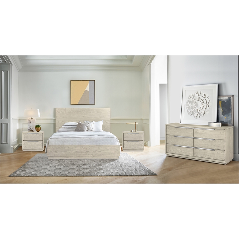 Armen Living Abbey Queen 4-Piece Modern Wood Bedroom Set in Gray Oak