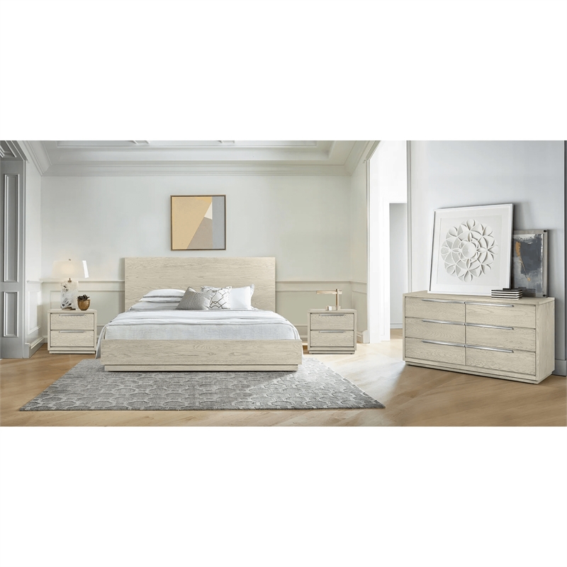 Armen Living Abbey King 4-Piece Modern Wood Bedroom Set in Gray Oak