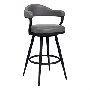 justin 30 in bar height swivel vintage greybar stool with black metal legs