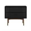Armen Living Carnaby 2-Drawer Wood Nightstand in Black Brushed Oak and Bronze