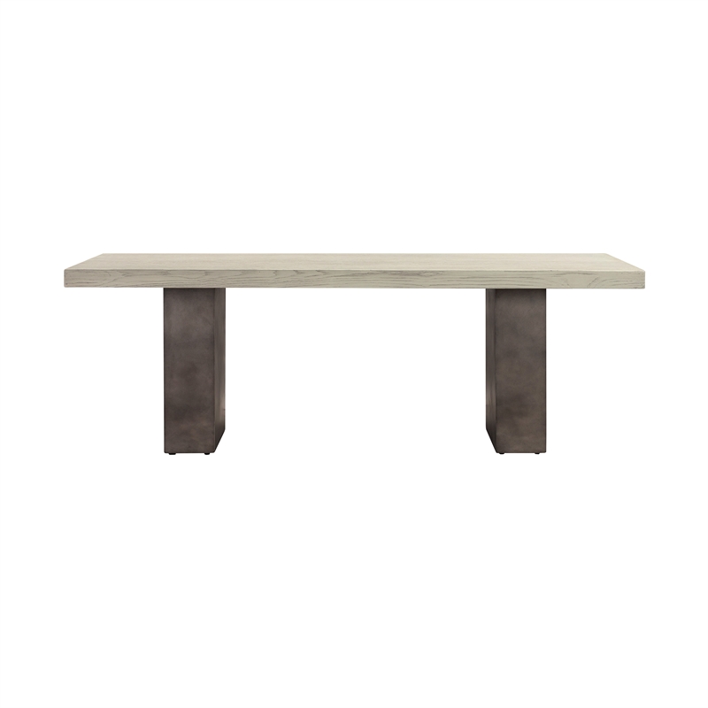 Armen Living Abbey Modern Concrete & Wood Coffee Table in Gray Oak/Silver-Gray