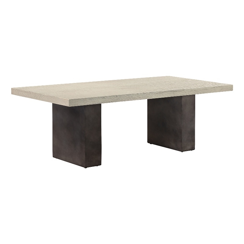 Armen Living Abbey Modern Concrete & Wood Coffee Table in Gray Oak/Silver-Gray