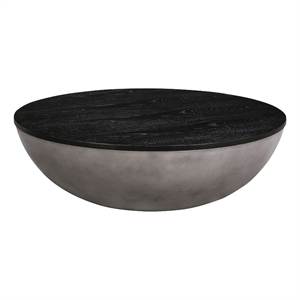 Armen Living Melody 48&quotRound Modern Wood Coffee Table in Black Brushed