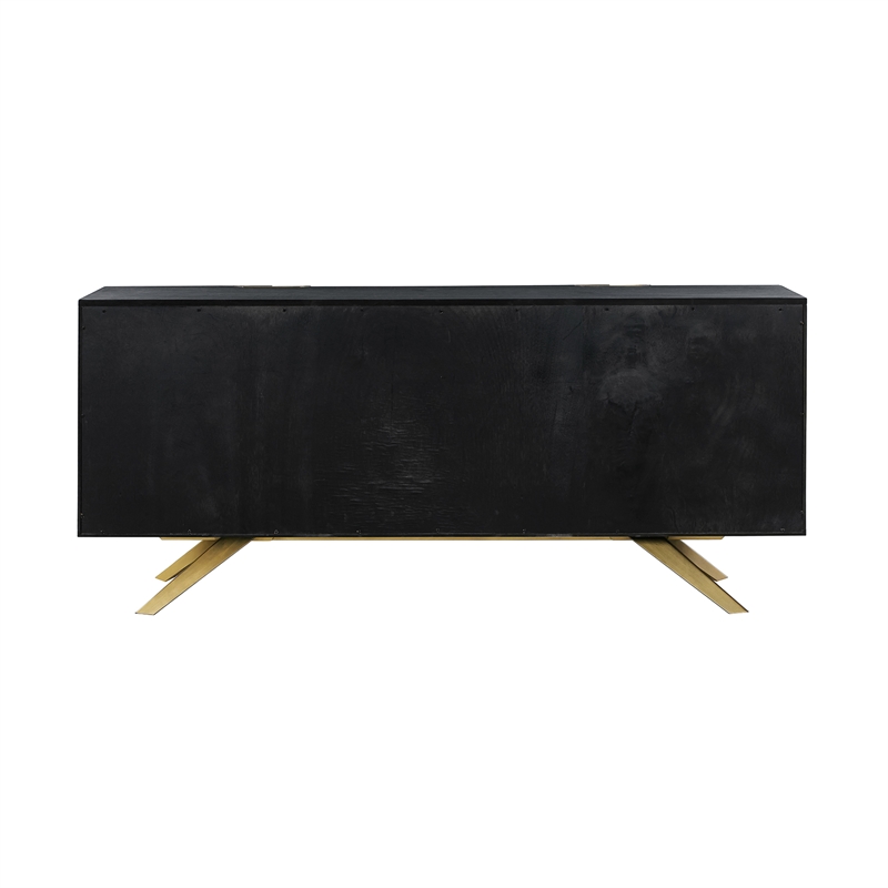 Armen Living Lombard 4-Door Modern Wood Sideboard Buffet in Black Brushed