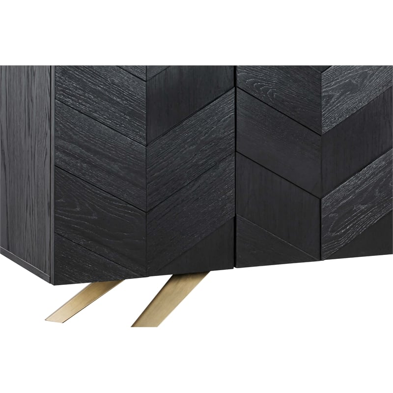 Armen Living Lombard 4-Door Modern Wood Sideboard Buffet in Black Brushed