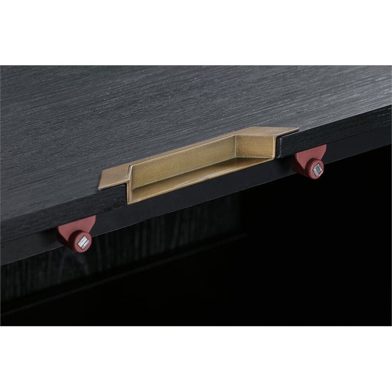 Armen Living Lombard 4-Door Modern Wood Sideboard Buffet in Black Brushed