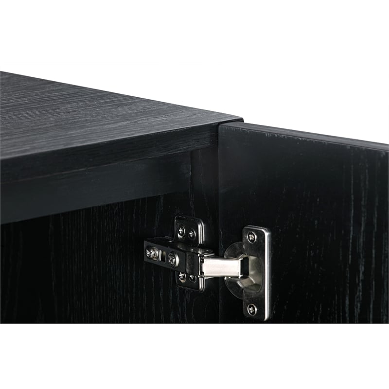 Armen Living Lombard 4-Door Modern Wood Sideboard Buffet in Black Brushed