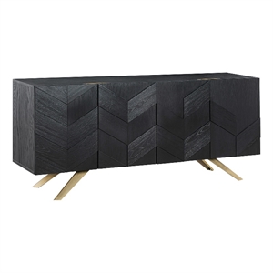 Armen Living Lombard 4-Door Modern Wood Sideboard Buffet in Black Brushed