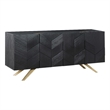 Armen Living Lombard 4-Door Modern Wood Sideboard Buffet in Black Brushed