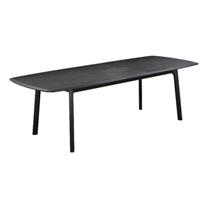 Armen Living Holland 98&quot Extendable Wood Dining Table in Black Brushed Oak