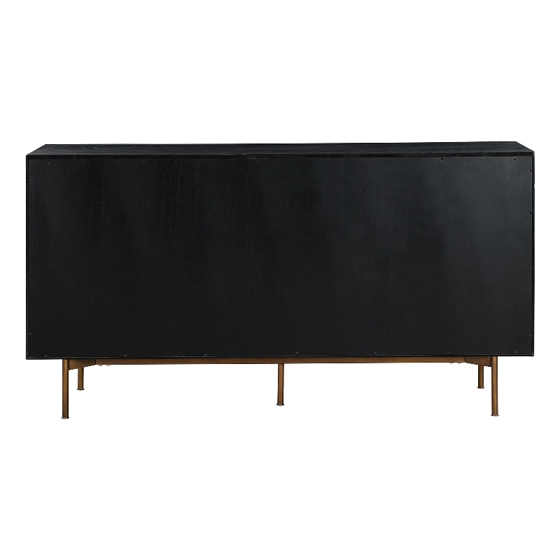 Armen Living Carnaby 6-Drawer Modern Wood Dresser in Black Brushed Oak/Brown