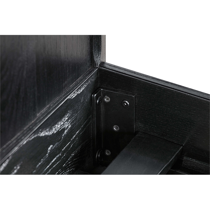 Armen Living Carnaby Wood Queen Platform Bed Frame in Black Brushed Oak Wood