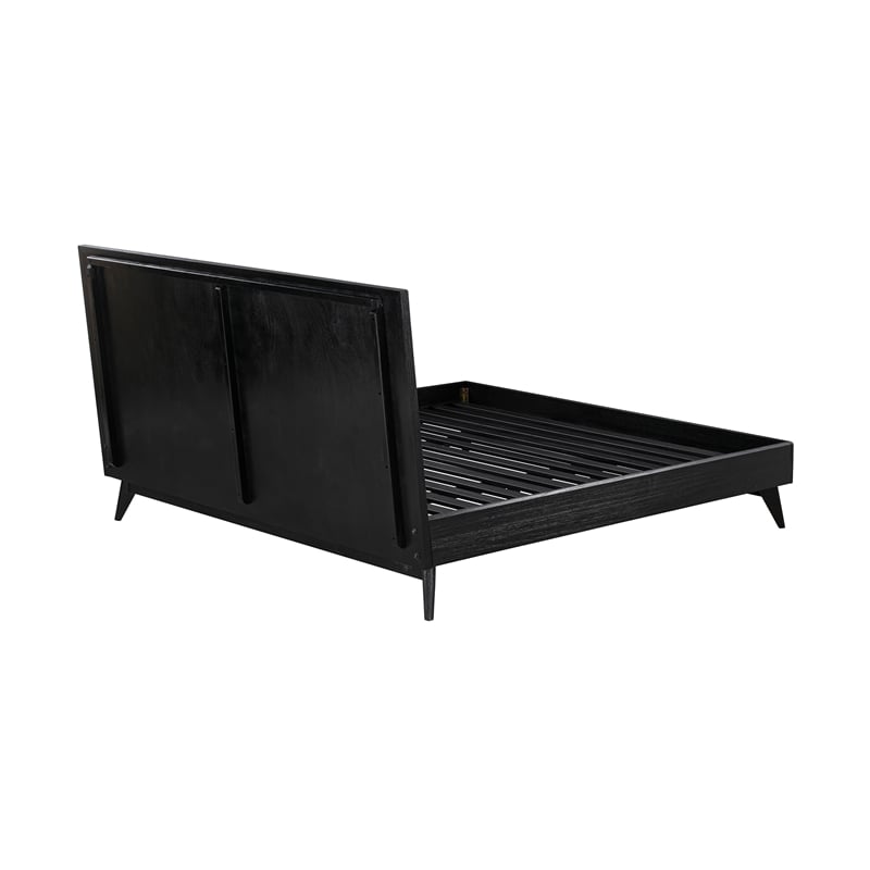 Armen Living Carnaby Wood King Platform Bed Frame in Black Brushed Oak
