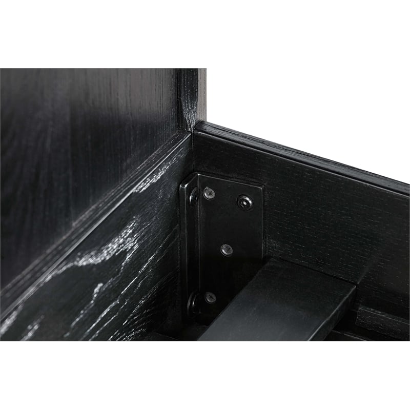 Armen Living Carnaby Wood King Platform Bed Frame in Black Brushed Oak