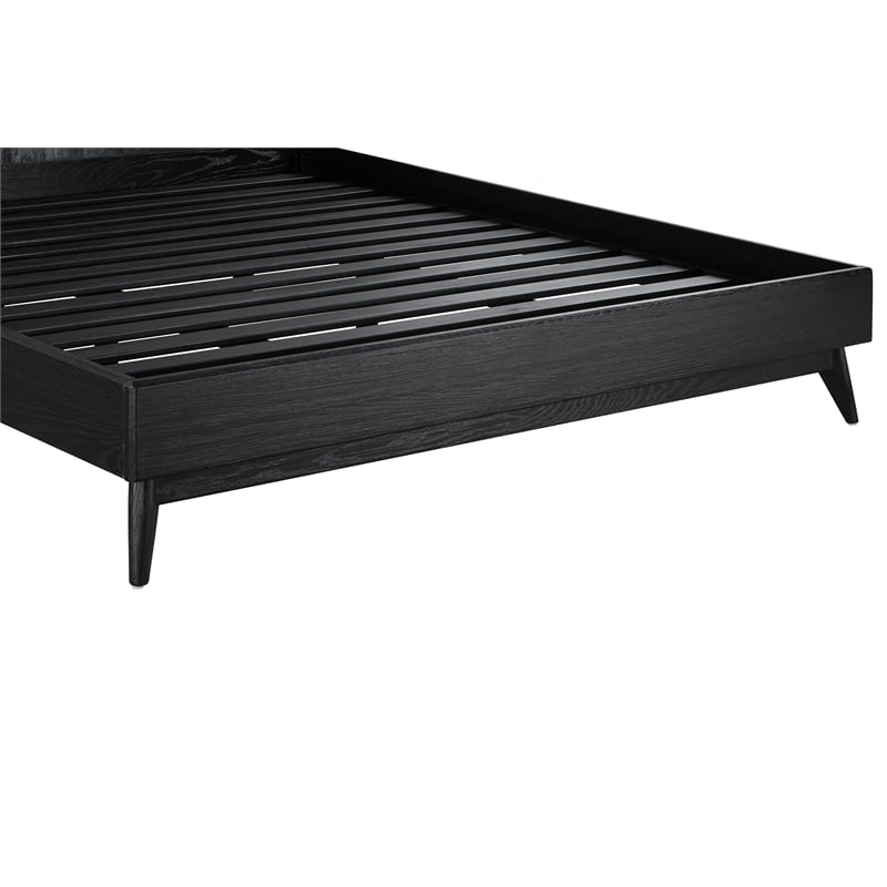 Armen Living Carnaby Wood King Platform Bed Frame in Black Brushed Oak