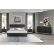 Armen Living Carnaby Wood King Platform Bed Frame in Black Brushed Oak