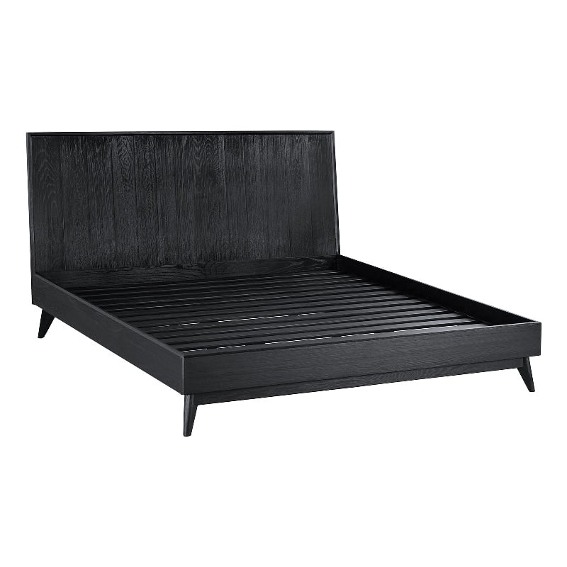 Armen Living Carnaby Wood King Platform Bed Frame in Black Brushed Oak