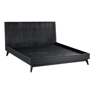 Armen Living Carnaby Wood King Platform Bed Frame in Black Brushed Oak