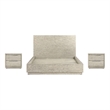 Armen Living Abbey 3-Piece Queen Modern Wood Bed & Two Nightstands in Gray Oak