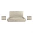 Armen Living Abbey 3-Piece King Modern Wood Bed & Two Nightstands in Gray Oak