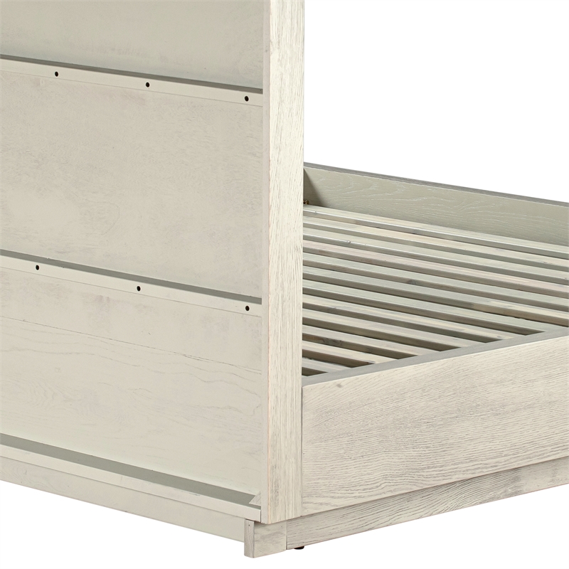 Armen Living Abbey 3-Piece King Modern Wood Bed & Two Nightstands in Gray Oak