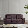 Armen Living Marcel Modern Leather Manual Reclining Sofa in Dark Brown