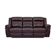 Armen Living Marcel Modern Leather Manual Reclining Sofa in Dark Brown
