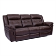 Armen Living Marcel Modern Leather Manual Reclining Sofa in Dark Brown