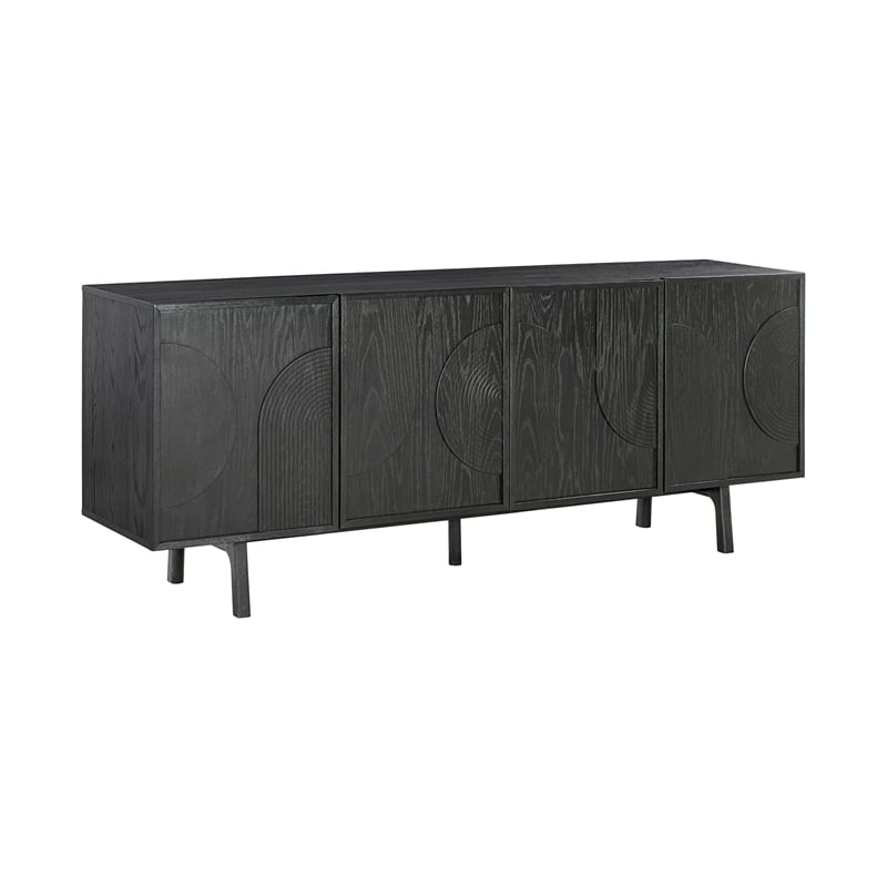 Armen Living Holland 4-Door Wood Sideboard Buffet in Black Brushed Oak