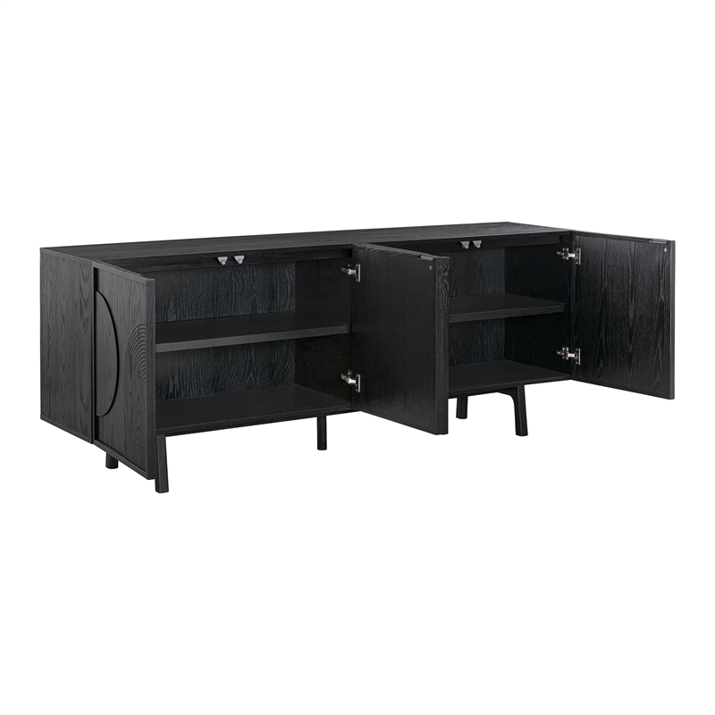 Armen Living Holland 4-Door Wood Sideboard Buffet in Black Brushed Oak
