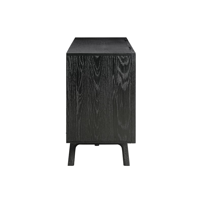 Armen Living Holland 4-Door Wood Sideboard Buffet in Black Brushed Oak