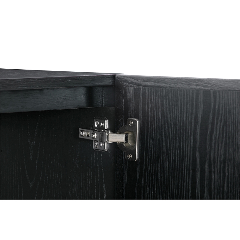 Armen Living Holland 4-Door Wood Sideboard Buffet in Black Brushed Oak