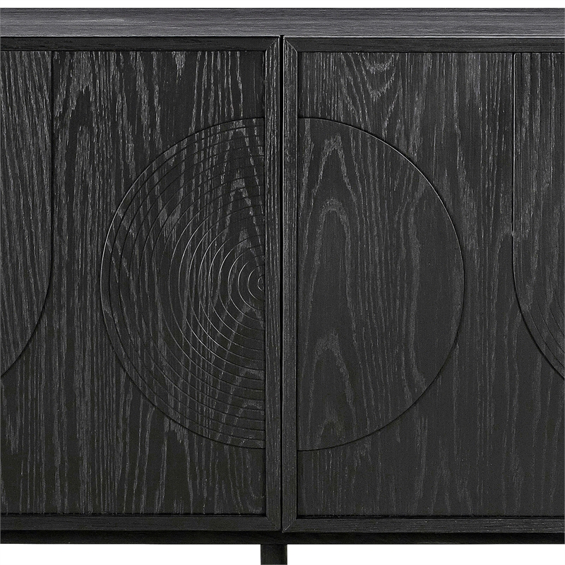 Armen Living Holland 4-Door Wood Sideboard Buffet in Black Brushed Oak
