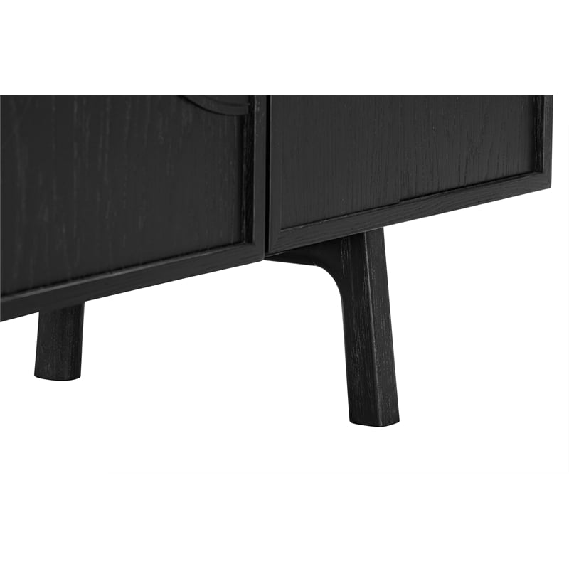 Armen Living Holland 4-Door Wood Sideboard Buffet in Black Brushed Oak