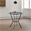 Armen Living Naomi Round Modern Metal/Glass Bar Table in Black/Clear