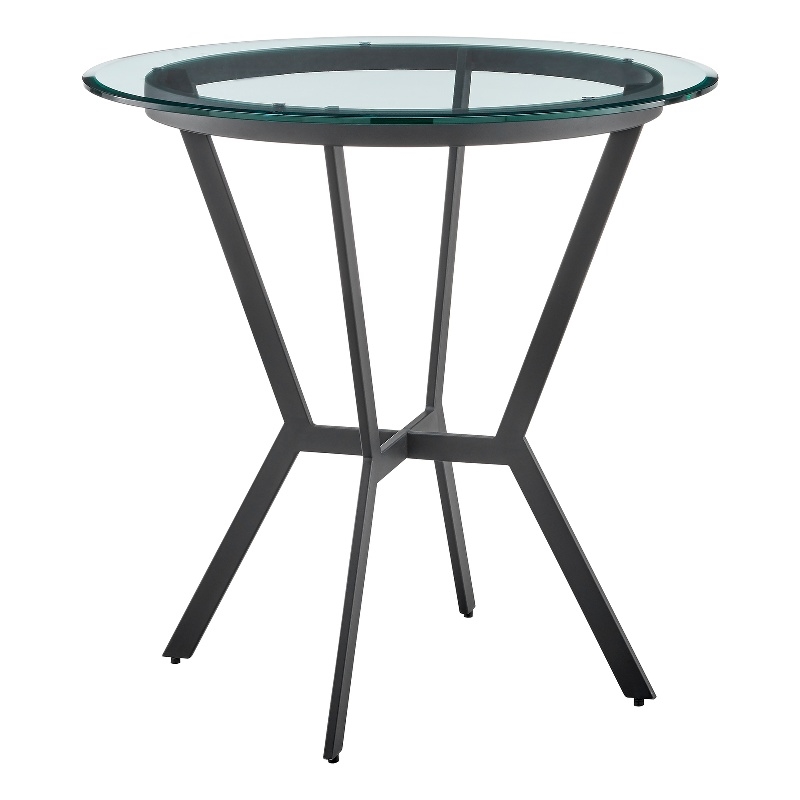 Armen Living Naomi Round Modern Metal/Glass Bar Table in Black/Clear