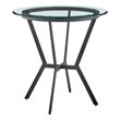 Armen Living Naomi Round Modern Metal/Glass Bar Table in Black/Clear