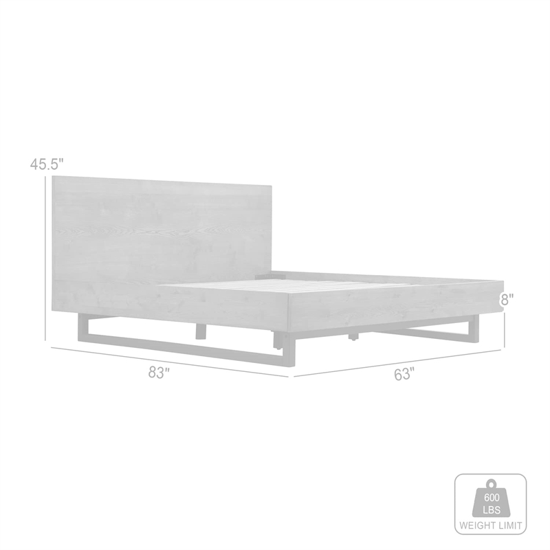 Armen Living Aldo Queen Size Wood/Metal Platform Bed Frame in Brown/Black